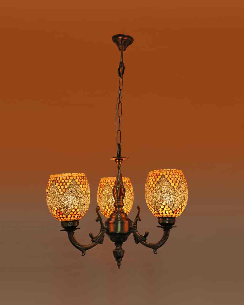 Trendy Ceiling Three Decorative Glass Lamp Shade Chandelier  | 19 x 19 x 17 inches