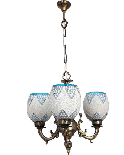 Unique Ceiling Three Decorative Glass Lamp Shade Chandelier  | 19 x 19 x 17 inches