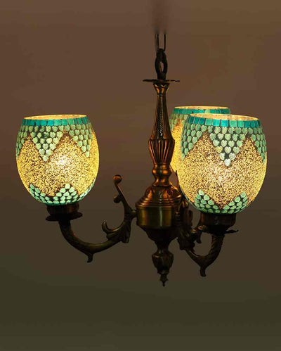 Unique Ceiling Three Decorative Glass Lamp Shade Chandelier  | 19 x 19 x 17 inches