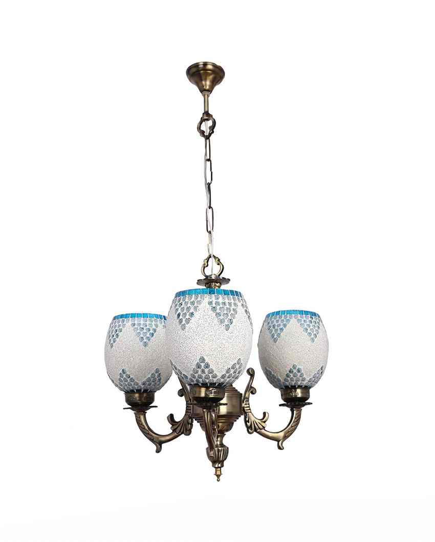 Unique Ceiling Three Decorative Glass Lamp Shade Chandelier  | 19 x 19 x 17 inches