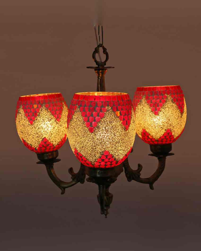 Refined Ceiling Three Decorative Glass Lamp Shade Chandelier  | 19 x 19 x 17 inches