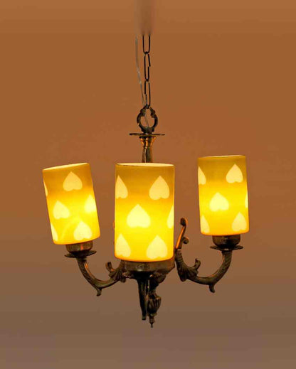 Modern Decorated Glass Three Shade Metal Chandelier | 19 x 19 x 17 inches