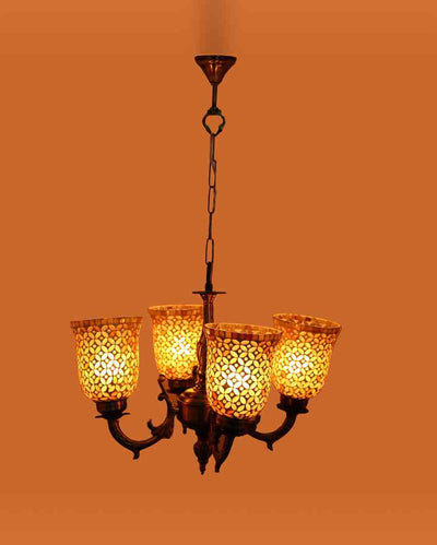 Elegant Ceiling Four Decorative Glass Lamp Shade Chandelier | 19 x 19 x 17 inches