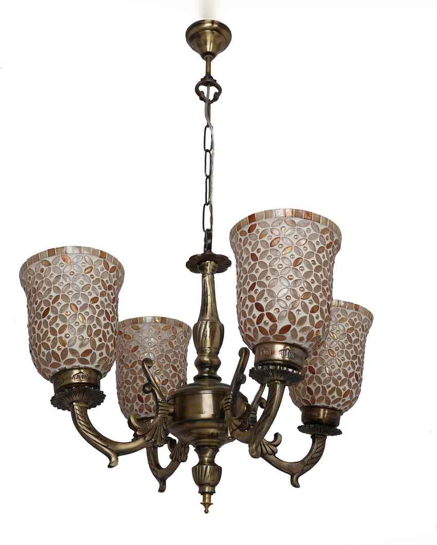 Elegant Ceiling Four Decorative Glass Lamp Shade Chandelier | 19 x 19 x 17 inches