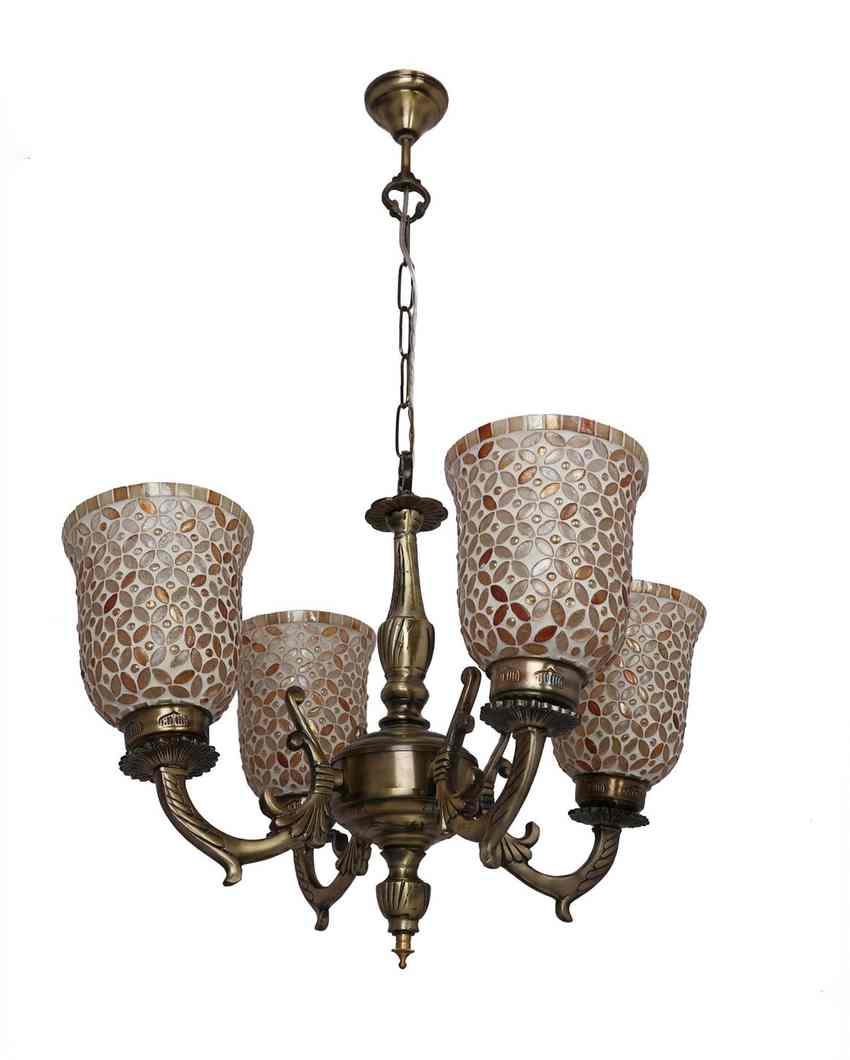 Elegant Ceiling Four Decorative Glass Lamp Shade Chandelier | 19 x 19 x 17 inches