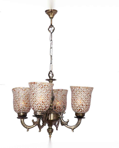 Elegant Ceiling Four Decorative Glass Lamp Shade Chandelier | 19 x 19 x 17 inches