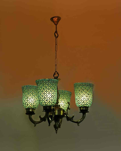 Modern Ceiling Four Decorative Glass Lamp Shade Chandelier | 19 x 19 x 17 inches