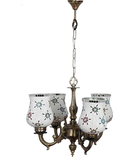 Artistic Ceiling Four Decorative Glass Lamp Shade Chandelier | 19 x 19 x 17 inches