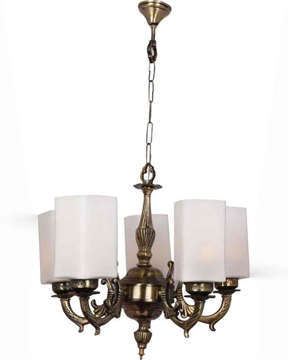 High-End Pendant Ceiling Five Glass Shade Chandelier Jhoomer | 19 x 19 x 17 inches