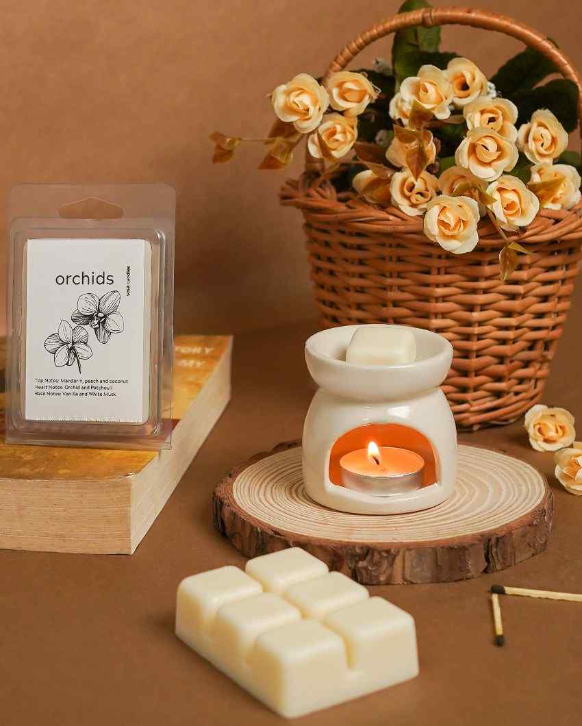 Little Heart Ceramic  Wax Burner & 6 Tealights For Home Fragrance
