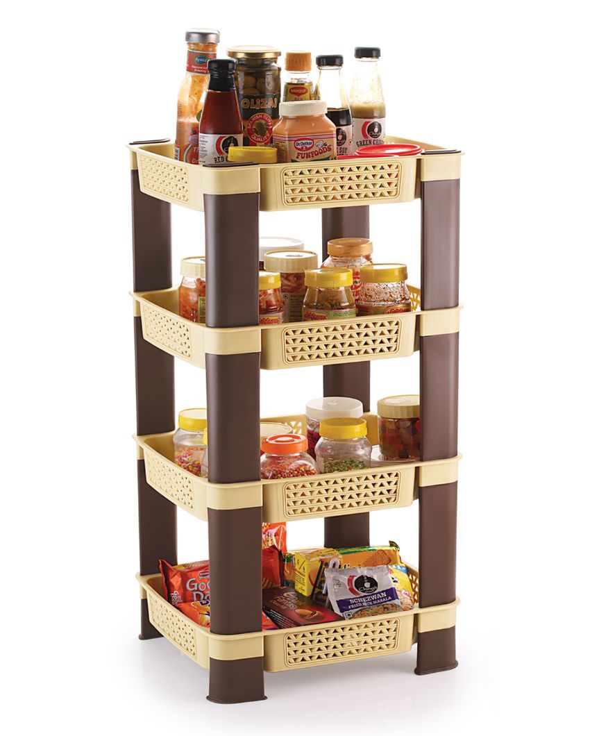 Net Design Multipurpose Fruits & Vegetable Polycarbonate 4 Tier Rack