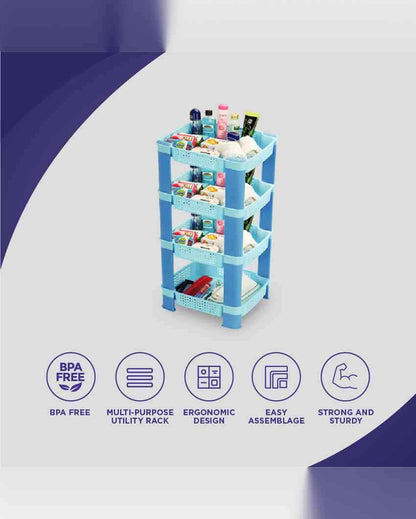 Net Design Multipurpose Fruits & Vegetable Polycarbonate 4 Tier Rack