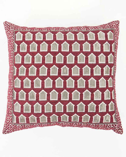 Jacquard Print Decorative Velvet Cushion Cover | Set of 3 , Set of 5 | 16 x 16 Inches