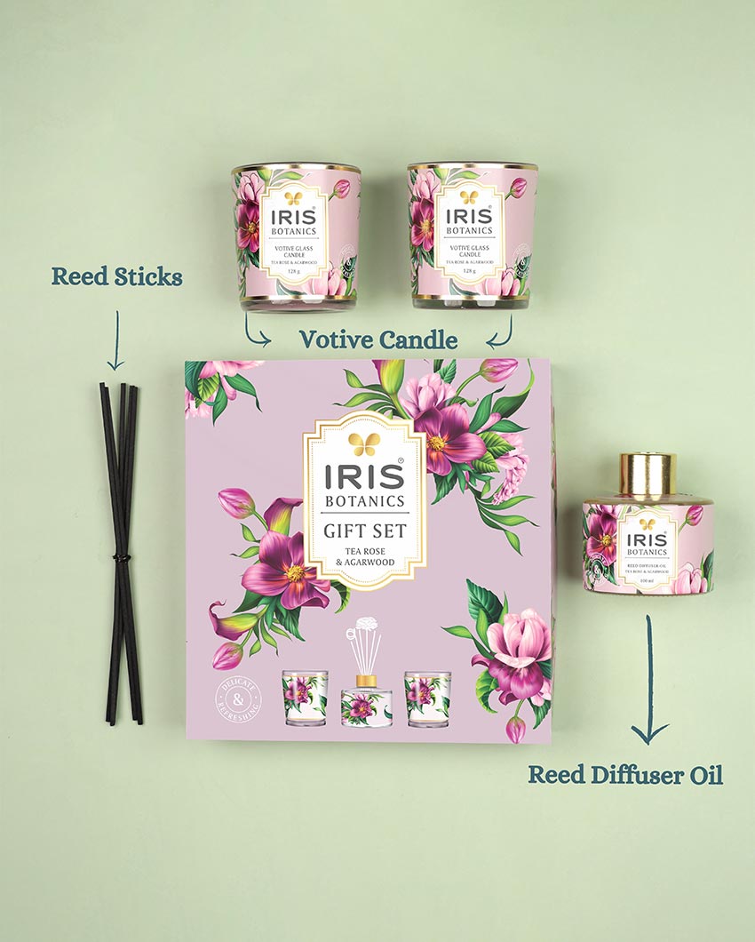 Botanicas Fragrance Tea Rose & Agarwood Home Fragrances Gift Set