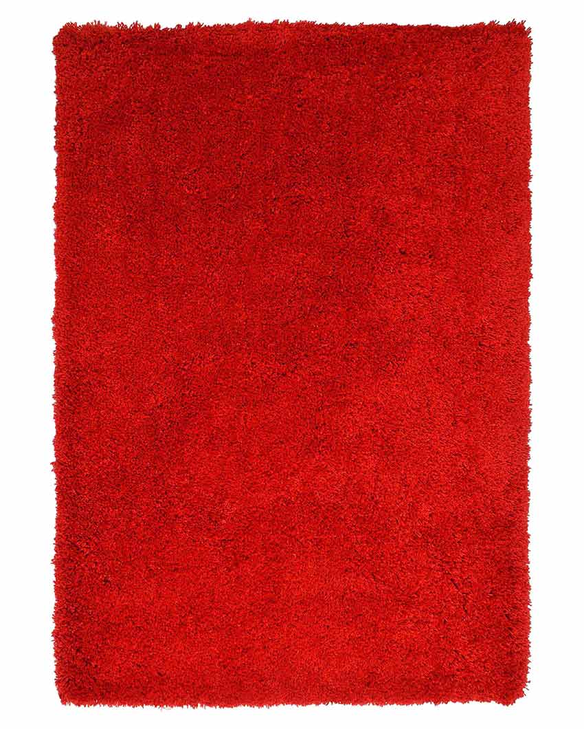 Red Solid Soft Feel Anti-Skid Polyester Carpet 5 x 2 Ft