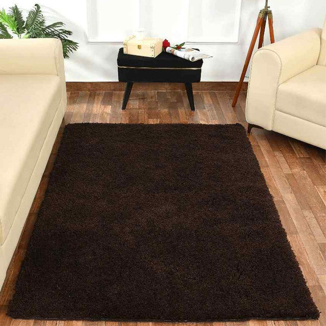 Brown Solid Soft Feel Anti-Skid Polyester Carpet