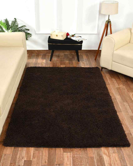 Brown Solid Soft Feel Anti-Skid Polyester Carpet 5 x 2 Ft