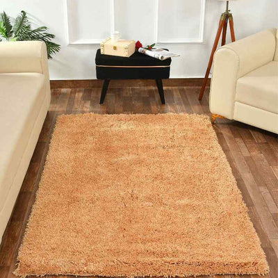 Beige Solid Soft Feel Anti-Skid Polyester Carpet