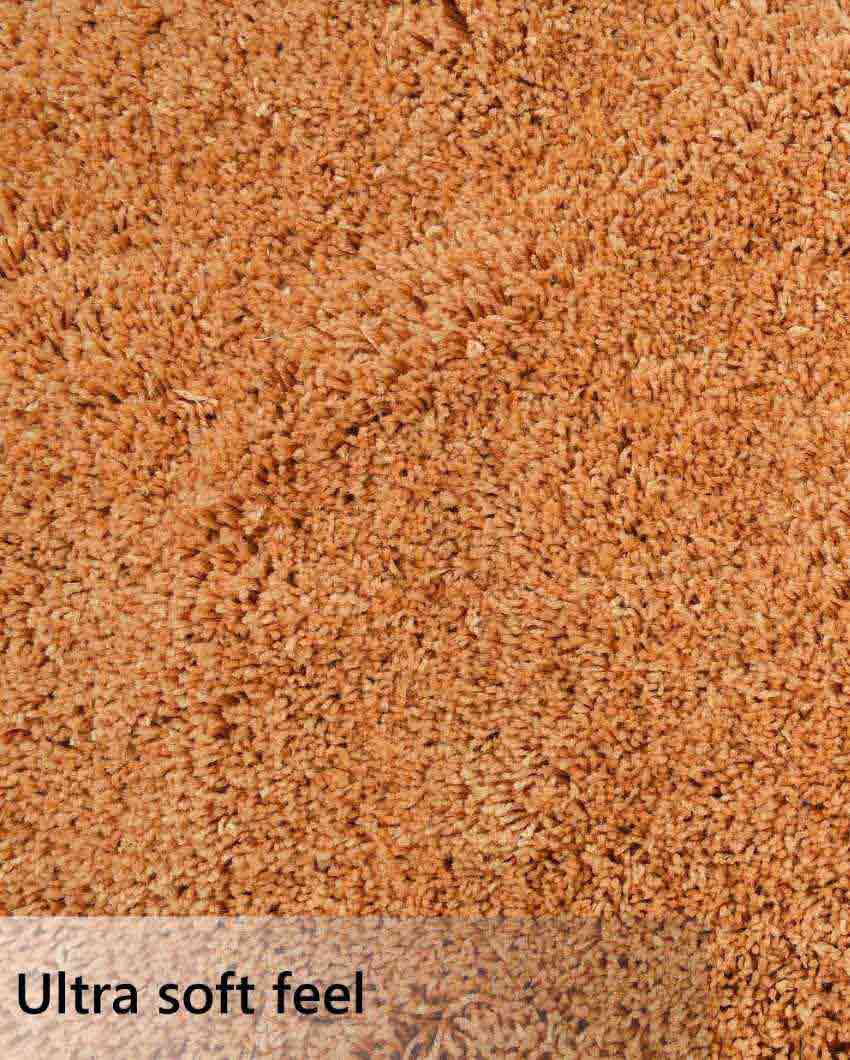 Beige Solid Soft Feel Anti-Skid Polyester Carpet 5 x 2 Ft