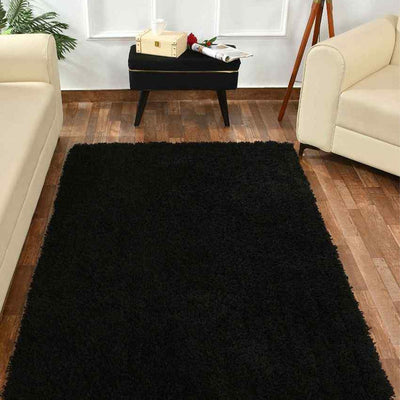 Black Solid Soft Feel Anti-Skid Polyester Carpet