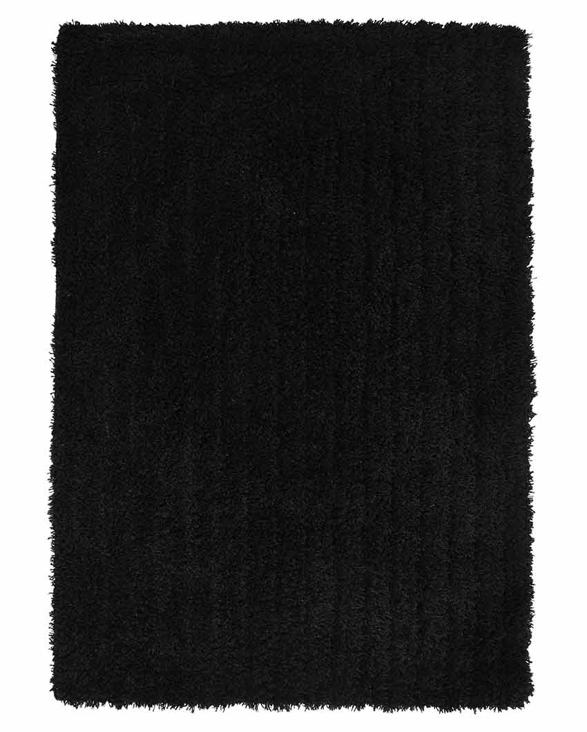 Black Solid Soft Feel Anti-Skid Polyester Carpet 5 x 2 Ft