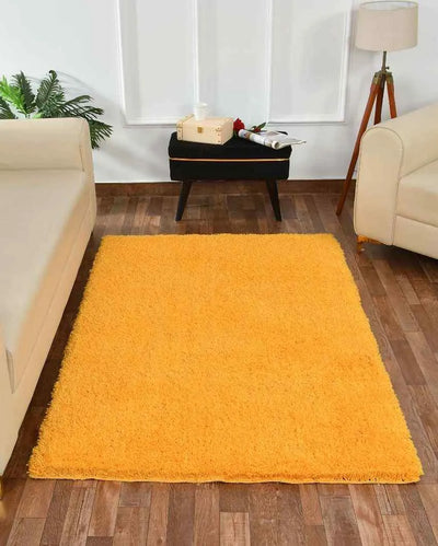 Yellow Solid Soft Feel Anti-Skid Polyester Carpet 5 x 2 Ft