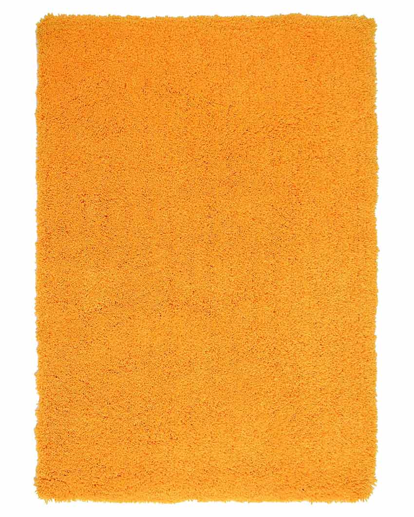 Yellow Solid Soft Feel Anti-Skid Polyester Carpet 5 x 2 Ft