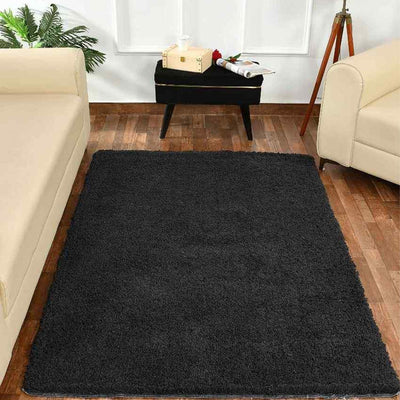 Grey Solid Soft Feel Anti-Skid Polyester Carpet