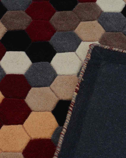 Colorful Honey Comb Hand Tufted Wool Carpet 2 X 5 Ft