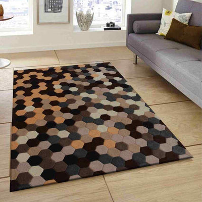 Geometrical Multicolor Hand Tufted Wool Carpet