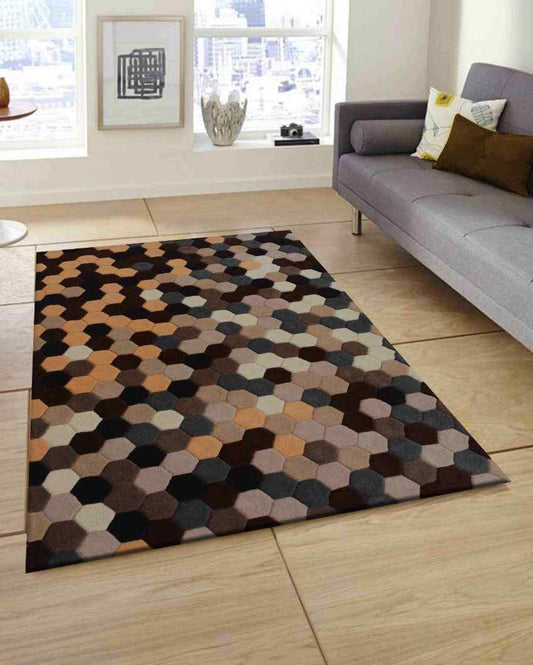 Geometrical Multicolor Hand Tufted Wool Carpet 2 X 5 Ft