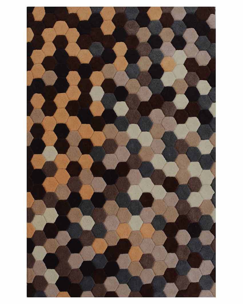 Geometrical Multicolor Hand Tufted Wool Carpet 2 X 5 Ft