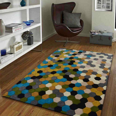 Incredible Multicolor Bubble Design Hand Tufted Wool Carpet