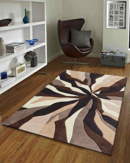 Brown Broken Rock Hand Tufted Wool Carpet 2 X 5 Ft