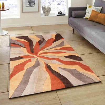 Orange Broken Rock Hand Tufted Wool Carpet