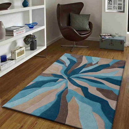 Blue Broken Rock Hand Tufted Wool Carpet