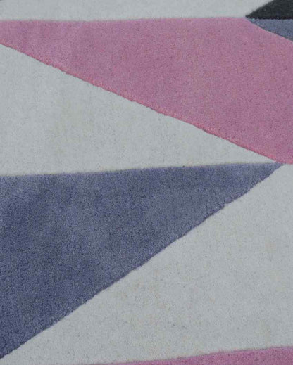 Pink Geometrical Arrow Hand Tufted Wool Carpet 2 X 5 Ft