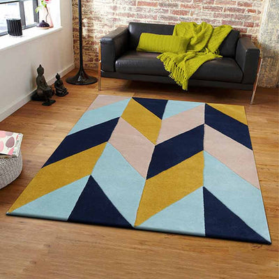 Multicolor Geometrical Arrow Hand Tufted Wool Carpet