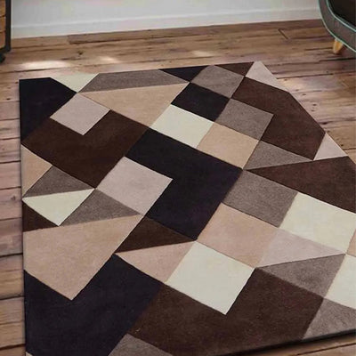 Brown Artistic Hand Tufted Wool Carpet