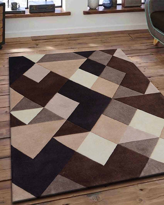 Brown Artistic Hand Tufted Wool Carpet 2 X 5 Ft