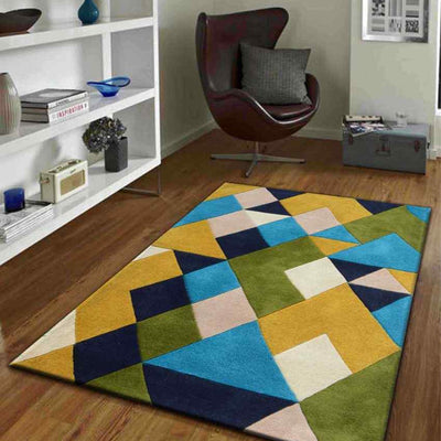 Multicolor Artistic Hand Tufted Wool Carpet