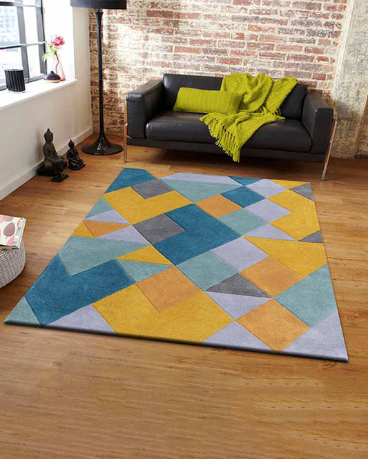 Colorful Artistic Hand Tufted Wool Carpet 2 X 5 Ft