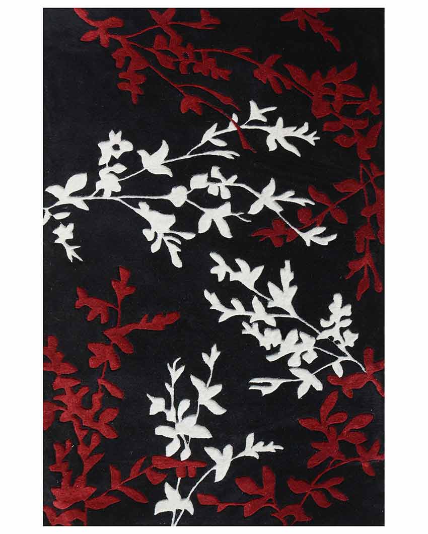 Beautiful Red Bunches & Floral Hand Tufted Wool Carpet 2 X 5 Ft