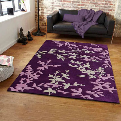 Beautiful Purple Bunches & Floral Hand Tufted Wool Carpet