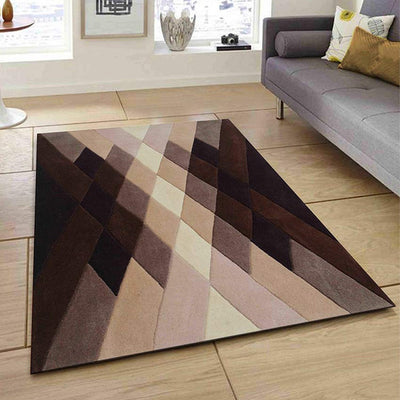 Eclectic Abstract Brown Hand Tufted Wool Carpet