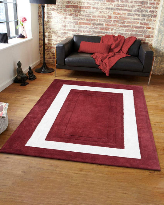 Solid Maroon Hand Tufted Wool Carpet