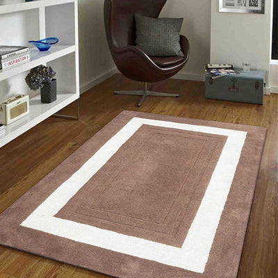 Solid Brown Hand Tufted Wool Carpet