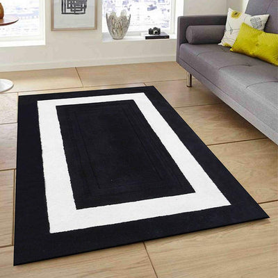 Sleek Black Solid Hand Tufted Wool Carpet