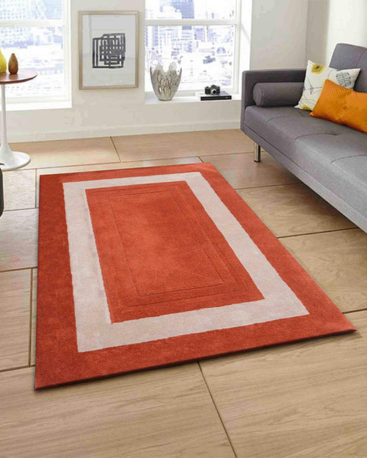 Inventive Orange Solid Hand Tufted Wool Carpet