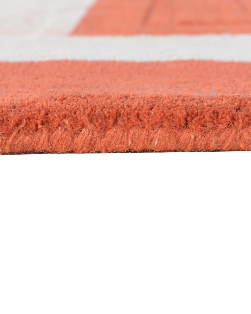 Inventive Orange Solid Hand Tufted Wool Carpet